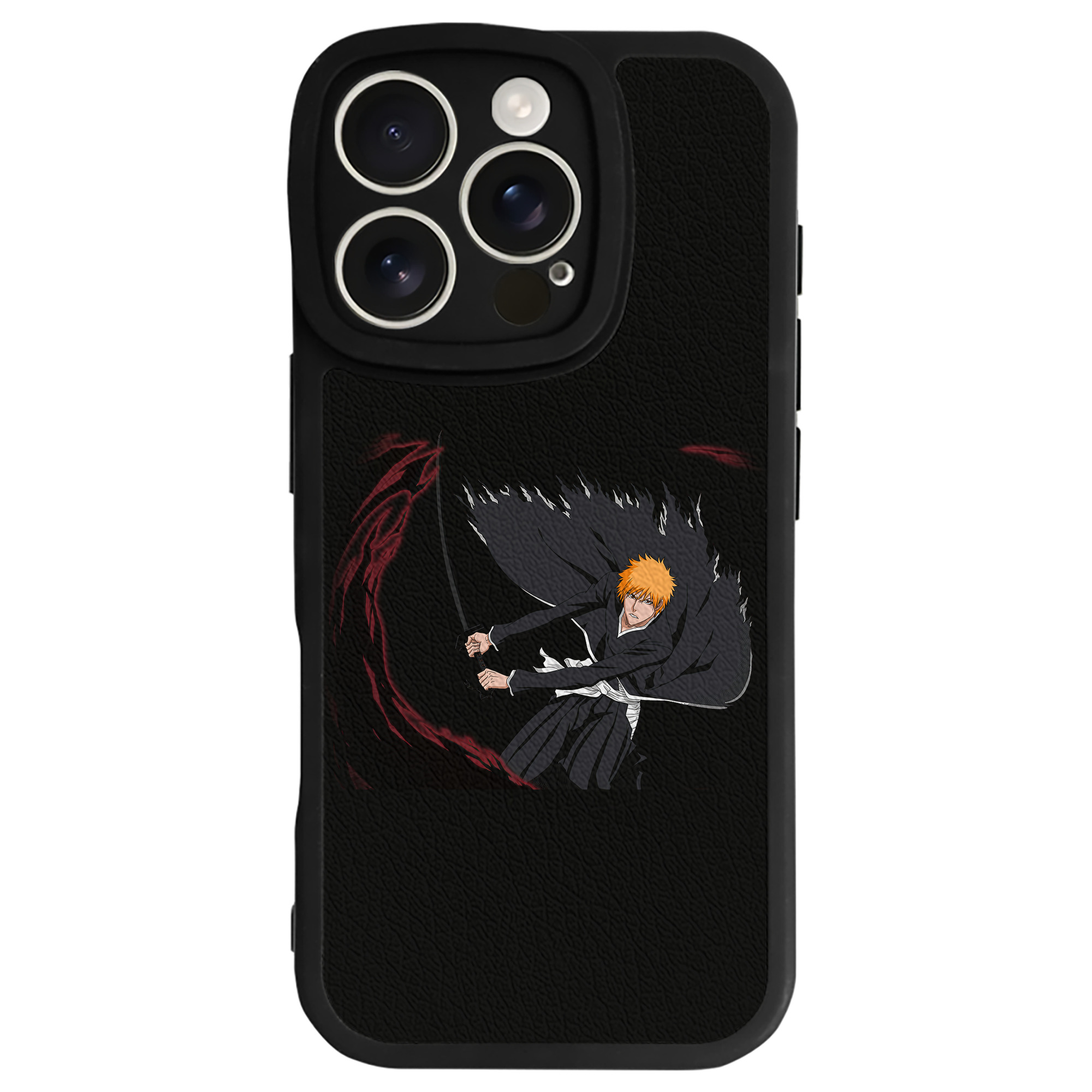 （画像用） ブリーチ 黒崎一護（くろさき いちご）BLEACH Kurosaki Ichigo 【iPhone 16シリーズ対応】シリコンスマホケース（レザー調） 材質：シリコン